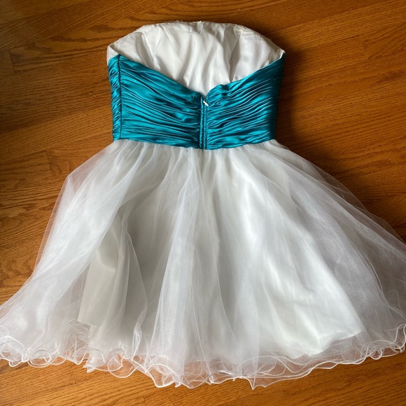 White & Blue Prom Dress - Picture 2 of 4